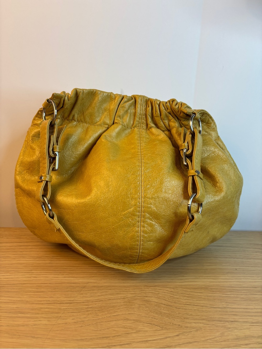 Vintage‎ Fossil Yellow Soft Leather Slouchy Hobo Bag